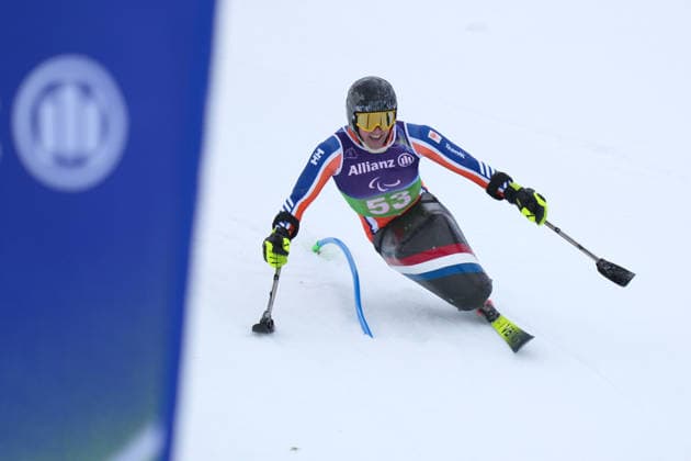 (260311) -- CORTINA D AMPEZZO, March 11, 2026 -- Niels de Langen of the Netherlands competes during the Para Alpine Skiing Men s Alpine Combined Sitting event at the Milan-Cortina 2026 Paralympic Winter games, Winterspiele,Spiele, Summer games in Cortina D ampezzo, Italy, March 10, 2026. ) (SP)ITALY-CORTINA D AMPEZZO-PARALYMPIC WINTER GAMES-PARA ALPINE SKIING-MEN S ALPINE COMBINED-SITTING LianxYi 