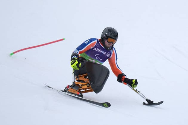 (260311) -- CORTINA D AMPEZZO, March 11, 2026 -- Jeroen Kampschreur of the Netherlands competes during the Para Alpine Skiing Men s Alpine Combined Sitting event at the Milan-Cortina 2026 Paralympic Winter games, Winterspiele,Spiele, Summer games in Cortina D ampezzo, Italy, March 10, 2026. ) (SP)ITALY-CORTINA D AMPEZZO-PARALYMPIC WINTER GAMES-PARA ALPINE SKIING-MEN S ALPINE COMBINED-SITTING LianxYi 