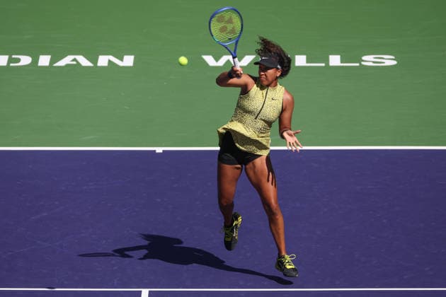 INDIAN WELLS, CA - MARCH 10: Naomi Osaka (JPN) hits a forehand during the BNP Paribas Open on March 10, 2026 at Indian Wells Tennis Garden in Indian Wells, CA. (Photo by George Walker Icon Sportswire) TENNIS: MAR 10 BNP Paribas Open EDITORIAL USE ONLY Icon260310025