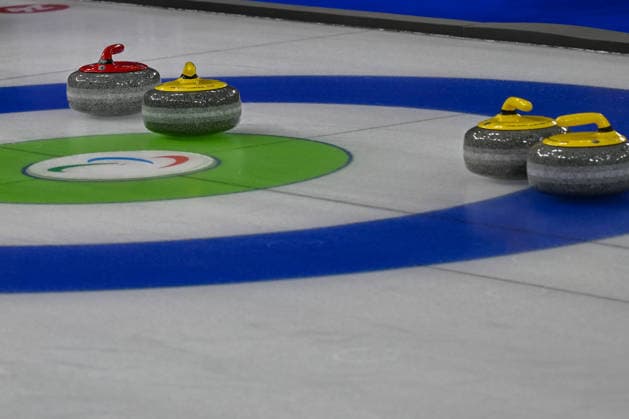 Detail of Curling Stone during Wheelchair Curling Mixed Team Round Robin Session 9, Olympic Winter games, Winterspiele,Spiele, Summer games Milano-Cortina 2026 in Cortina, Italy, March 11 2026  Copyright: xAlessioxMarini IPAxSportx xipa-agency.netx xx IPA_72703456 IPA_Agency_IPA72703456
