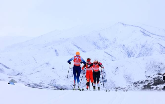 2025-2026 National Cross Country Skiing Championship Athletes chase on the cross-country skiing track in the 50 kilometer collective departure (traditional technique) event of the 2025-2026 National Cross Country Skiing Championship in Altay, Xinjiang, China on March 11, 2026. Altay Xinjiang China  Copyright: xArdaqx