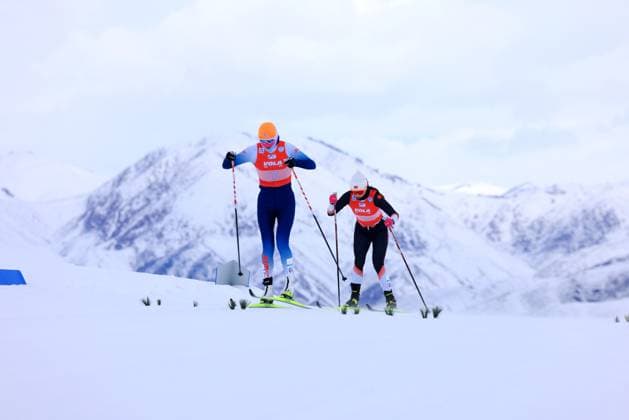 2025-2026 National Cross Country Skiing Championship Athletes chase on the cross-country skiing track in the 50 kilometer collective departure (traditional technique) event of the 2025-2026 National Cross Country Skiing Championship in Altay, Xinjiang, China on March 11, 2026. Altay Xinjiang China  Copyright: xArdaqx