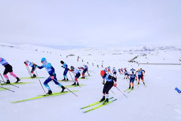 2025-2026 National Cross Country Skiing Championship Athletes chase on the cross-country skiing track in the 50 kilometer collective departure (traditional technique) event of the 2025-2026 National Cross Country Skiing Championship in Altay, Xinjiang, China on March 11, 2026. Altay Xinjiang China  Copyright: xArdaqx
