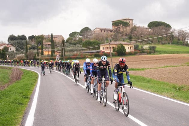 The race during the 221-kilometer Stage 3 of the Tirreno-Adriatico cycling race from Cortona to Magliano de™ Marsi - Italy - Wednesday, March 11, 2026. - cycling .  Copyright: xMarcoxAlpozzi LaPressex