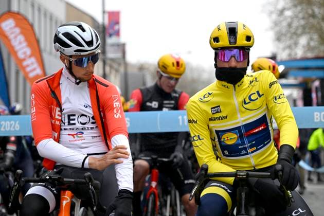 Paris Nice 2026 Stage 4 UCHON, FRANCE - MARCH 11 : Vauquelin Kevin (FRA) of INEOS Grenadiers and Ayuso Juan (ESP) of Lidl - Trek during stage 4 of the 84th edition of Paris - Nice an UCI World Tour 2.UWT cycling road race stage for Men Elite of 195 km with start in Bourges and finish in Uchon on March 11, 2026 in Uchon, France, 11 03 2026 ( Motordriver Guy De Vuyst - Uchon France  Copyright: xNicoxVereeckenx