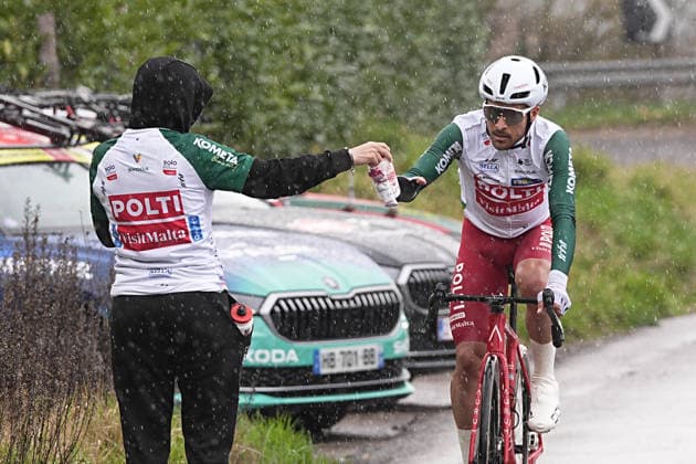Sevilla Lopez Diego Pablo Of Team Polti Visitmalta on the run during the 221-kilometer Stage 3 of the Tirreno-Adriatico cycling race from Cortona to Magliano de™ Marsi - Italy - Wednesday, March 11, 2026. - cycling .  Copyright: xMarcoxAlpozzi LaPressex