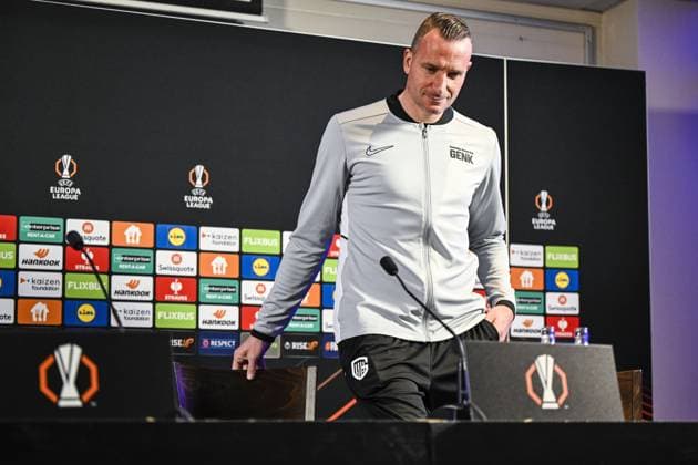 Genk s head coach Nicky Hayen pictured during a press conference, PK, Pressekonferenz of Belgian soccer team KRC Genk, Wednesday 11 March 2026 in Genk. The team is preparing for tomorrow s match against German Freiburg, the first leg of the 1 16 Finals of the UEFA Europa League tournament. TOM GOYVAERTS TomxGoyvaerts  x167141207x