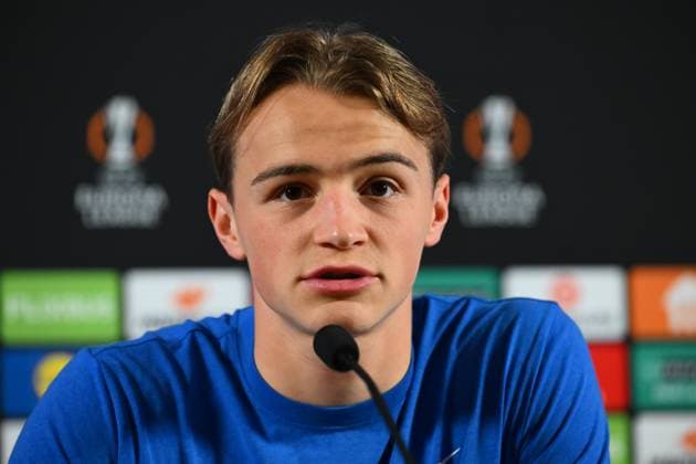 KRC Genk v Freiburg - UEFA Europa League Media Activities 11 03 2026 GENK, BELGIUM - MARCH 11 : Smets Matte defender of KRC Genk talking to the press during a press conference, PK, Pressekonferenz ahead of the UEFA Europa League 2025 26 round of 16 match first leg between KRC Genk and Freiburg on March 11, 2026 in Genk, Belgium, 11 03 2026 Genk Belgium  Copyright: xVincentxKalutx
