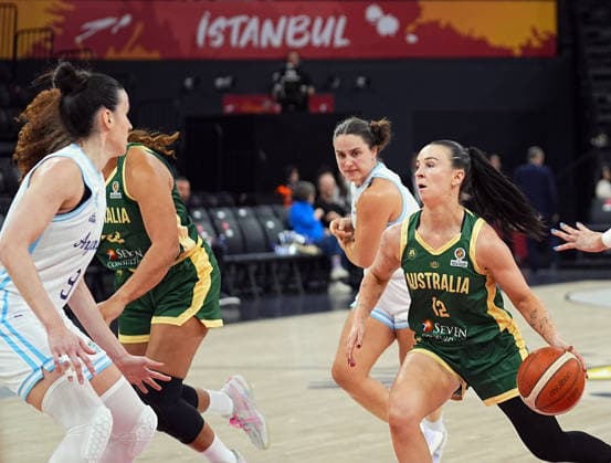 Argentina v Australia - FIBA Women s Basketball World Cup 2026 Qualifying Tournaments ISTANBUL, TURKIYE - MARCH 11: Argentina’s Julieta Mungo (9) and Australia’s Stephanie Reid (12) in action during the FIBA Women’s World Cup Qualifiers Group A basketball match at the Turkcell Basketball Development Center in Istanbul, Turkiye, on March 11, 2026. Esra Bilgin Anadolu Istanbul Turkey. Editorial use only. Please get in touch for any other usage.  Copyright: x2026xAnadoluxEsraxBilginx