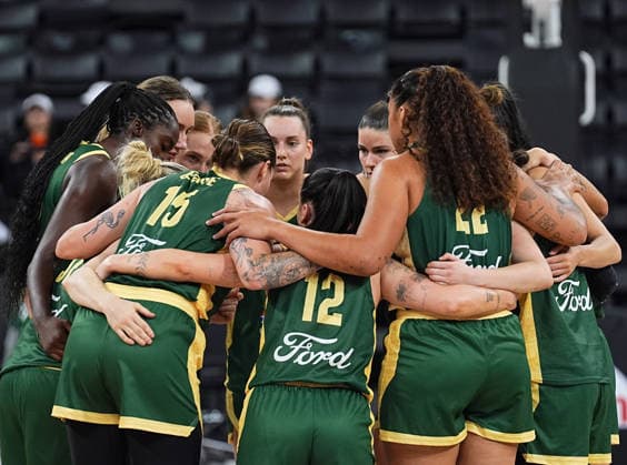 Argentina v Australia - FIBA Women s Basketball World Cup 2026 Qualifying Tournaments ISTANBUL, TURKIYE - MARCH 11: Australia players celebrate their victory after the FIBA Women’s World Cup Qualifiers Group A basketball match between Argentina and Australia at the Turkcell Basketball Development Center in Istanbul, Turkiye, on March 11, 2026. Esra Bilgin Anadolu Istanbul Turkey. Editorial use only. Please get in touch for any other usage.  Copyright: x2026xAnadoluxEsraxBilginx
