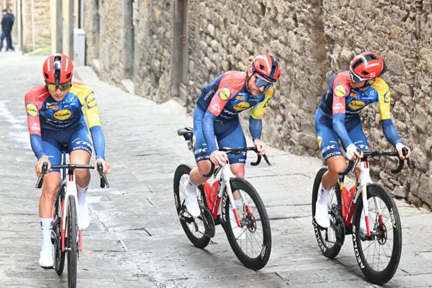 11-03-2026 Tirreno - Adriatico; Tappa 03 Cortona - Magliano De Marsi; 2026, Lidl - Trek; Ciccone, Giulio; Consonni, Simone; Cortona; 