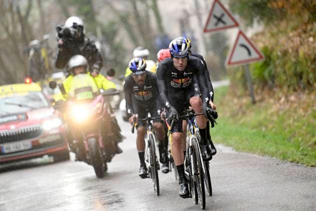 Paris Nice 2026 Stage 4 UCHON, FRANCE - MARCH 11 : head of the race : Van Dijke Mick (NED) of Red Bull - BORA - Hansgrohe, Van Dijke Tim (NED) of Red Bull - BORA - Hansgrohe, Martinez Daniel Felipe (COL) of Red Bull - BORA - Hansgrohe, Vingegaard Jonas (DEN) of Team Visma I Lease a Bike during stage 4 of the 84th edition of Paris - Nice an UCI World Tour 2.UWT cycling road race stage for Men Elite of 195 km with start in Bourges and finish in Uchon on March 11, 2026 in Uchon, France, 11 03 2026 ( Motordriver Guy De Vuyst - Uchon France  Copyright: xNicoxVereeckenx