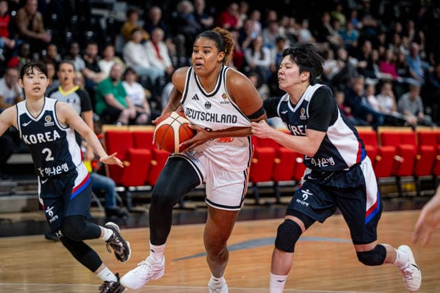 Basketball Villeurbanne 11 03 2026 Wommen™s Basketball World Cup 2026 Qualifying Tournament Germany GER South Korea KOR Nyara Sabally Germany, No 08