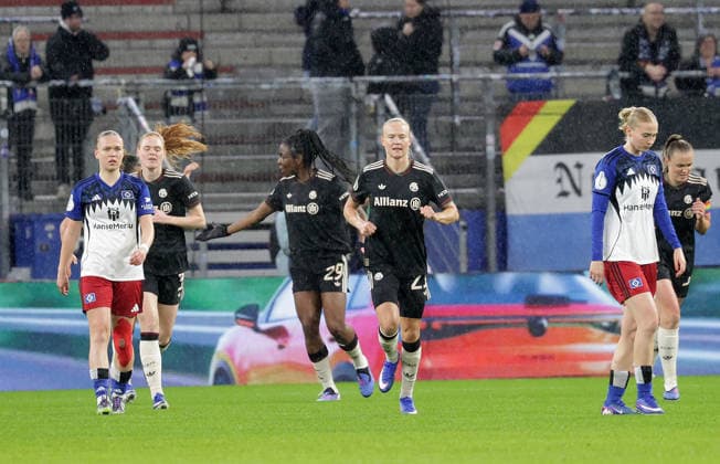 Goal celebration 0 1 Edna Imade FC Bayern Muenchen Football, Season 2025 2026, Women, DFB Cup, Quarterfinal, Volksparkstadion Hamburg, Hamburger SV vs FC Bayern Muenchen DFL REGULATIONS PROHIBIT ANY USE OF PHOTOGRAPHS AS IMAGE SEQUENCES AND OR QUASI VIDEO