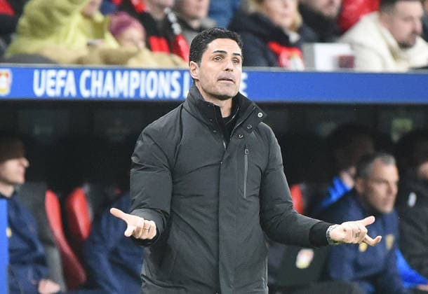 11 03 2026, xhbx, Football UEFA Champions League, Bayer 04 Leverkusen FC Arsenal London v l Coach Mikel Arteta Arsenal London FC DFL DFB REGULATIONS PROHIBIT ANY USE OF PHOTOGRAPHS as IMAGE SEQUENCES and or QUASI VIDEO Leverkusen