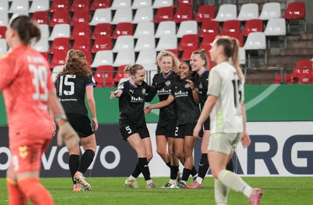 Germany DFB Pokal Women 2025 2026, SGS Essen vs SV Werder Bremen, Wednesday 11 03 2026 Stadion an der Hafenstraße Nordrhein Westfalen, Germany Goal to 1 0 by Ella Touon SGS Essen, 32 Cheers Joy Emotions Goal celebration Copyright: xMerlexKölkingx
