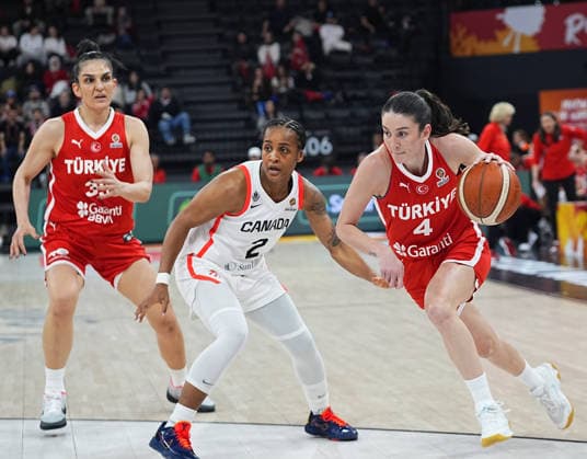 Turkiye v Canada - FIBA Women s Basketball World Cup Qualifiers ISTANBUL, TURKIYE – MARCH 11: Canada s Shay Colley (2) and Turkiye s Olcay Cakir (4) compete for the ball during the FIBA Women s Basketball World Cup Qualifiers Group C match between Canada and Turkiye at the Turkcell Basketball Development Center in Istanbul, Turkiye, on March 11, 2026. Esra Bilgin Anadolu Istanbul Turkey. Editorial use only. Please get in touch for any other usage.  Copyright: x2026xAnadoluxEsraxBilginx