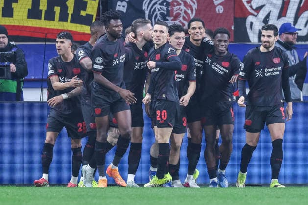 Soccer Champions League Round of 16 Bayer 04 Leverkusen FC Arsenal on 11 03 2026 at the BayArena in Leverkusen Goal celebration to 1 0 by Robert Andrich Leverkusen xJRx