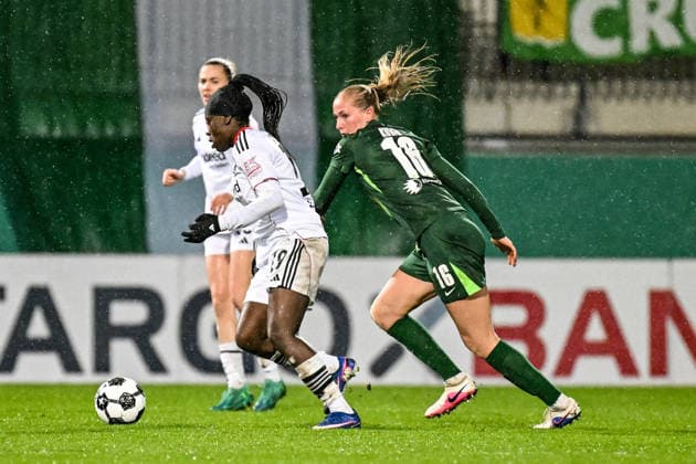 Soccer I Women I Season 2025 2026 I DFB Pokal I VfL Wolfsburg Eintracht Frankfurt I 11 03 2026 duel Etonam Nicole Anyomi 19, Eintracht Frankfurt vs Camilla Küver 16, VfL Wolfsburg Wolfsburg AOK Stadion Niedersachsen Germany Copyright: xLobeca InesxHähnelx