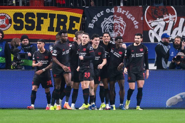 11 03 2026, Football, UEFA Champions League round of 16, Bayer 04 Leverkusen Arsenal London, Bayer Leverkusen players celebrate the 1-0 goal by Robert Andrich Bayer 04 Leverkusen Leverkusen BayArena NRW Germany xRHR PHOTO DEx Copyright: DennisxEwert RHR-FOTOx RHR-FOTO DE