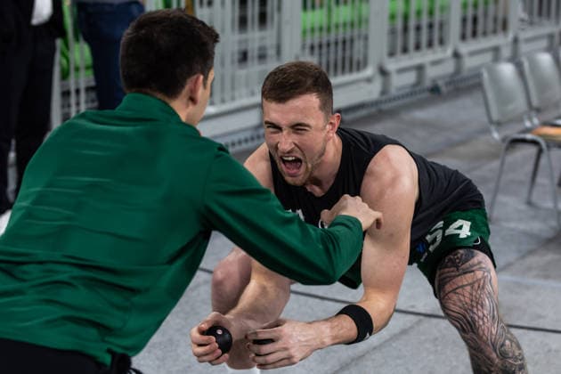 GER, BKT EuroCup, 2025 2026 season, round of 16, Cedevita Olimpija Ljubljana Niners Chemnitz 11 03 2026, Arena Stozice, Ljubljana, GER, BKT EuroCup, 2025 2026 season, round of 16, Cedevita Olimpija Ljubljana Niners Chemnitz Thomas Kennedy Cedevita Olimpija Ljubljana 54 Photo Alexander Trienitz Ljubljana Arena Stozice Slovenia