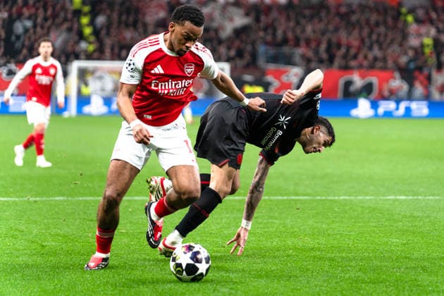 UEFA Champions League 2025 2026 Bayer 04 Leverkusen vs Arsenal, Round of 16 First Round, Wednesday, 11 03 2026 BayArena Nordrhein Westfalen, Germany Jurrien Timber Arsenal, 12 Exequiel Palacios 25 Copyright: xCelinaxLeiersx