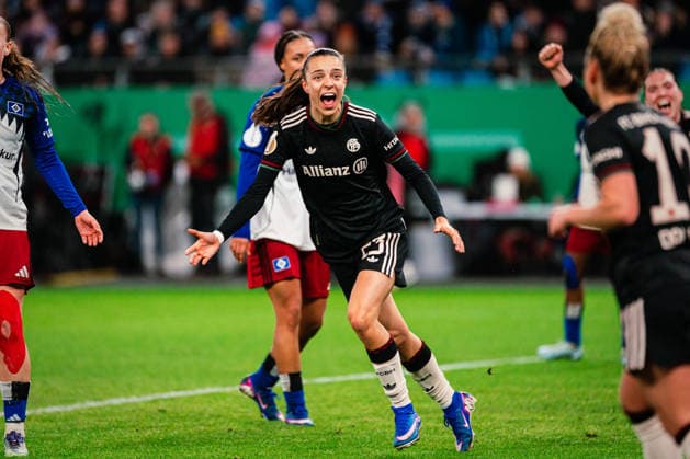 DFB Pokal Frauen Hamburger SV vs FC Bayern München,11 03 2026 TOR, JUBEL zum 0 3 durch Natalia Padilla Bidas FC Bayern München, 23 Fußball, DFB Pokal Frauen, Viertelfinale Hamburger SV vs FC Bayern München am 11 03 2026 im Volksparkstadion, Hamburg DFB REGULATIONS PROHIBIT ANY USE OF PHOTOGRAPHS AS IMAGE SEQUENCES AND OR QUASI VIDEO Copyright: xBEAUTIFULxSPORTS Tonhäuserx