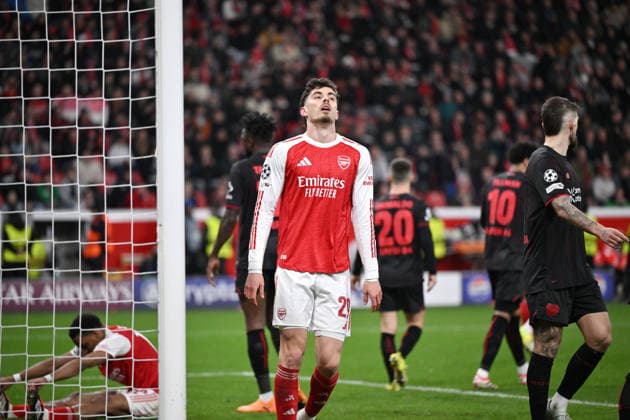 Kai Havertz FC Arsenal 11 03 2026, Football, UEFA Champions League 2025 2026, Round of 16, Bayer 04 Leverkusen FC Arsenal UEFA regulations prohibit any use of photographs as image sequences and or quasi video Leverkusen BayArena Nordrhein Westfalen Germany Team2