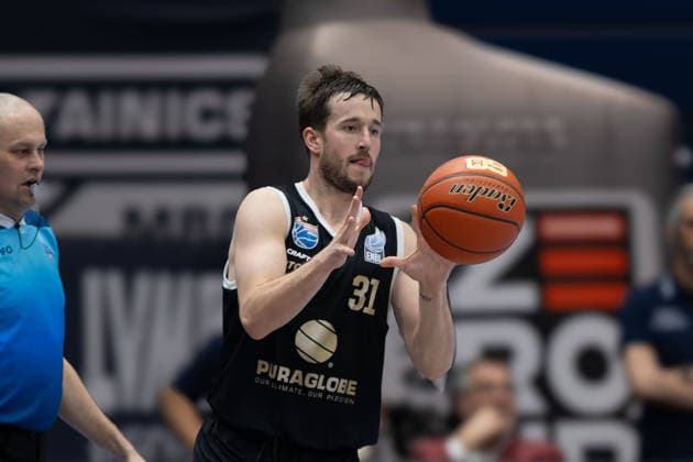 Spencer Reaves MBC, 31 , Syntainics MBC vs BK Olomoucko, European North Basketball League, Round of 16, 2025 26, Germany, Czech Republic, 11 03 2026 Weissenfels Stadthalle Sachsen Anhalt Germany
