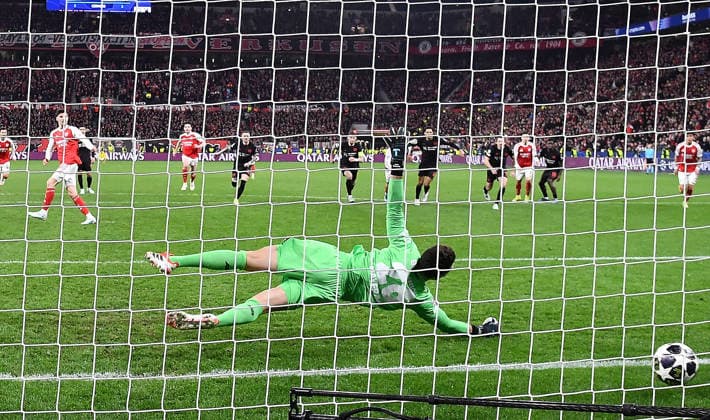 11 03 2026, xhbx, Football UEFA Champions League, Bayer 04 Leverkusen FC Arsenal London v l Goal scored, Goal to 1 1 Kai Havertz Arsenal London FC , Janis Blaswich Bayer Leverkusen DFL DFB REGULATIONS PROHIBIT ANY USE OF PHOTOGRAPHS as IMAGE SEQUENCES and or QUASI VIDEO Leverkusen