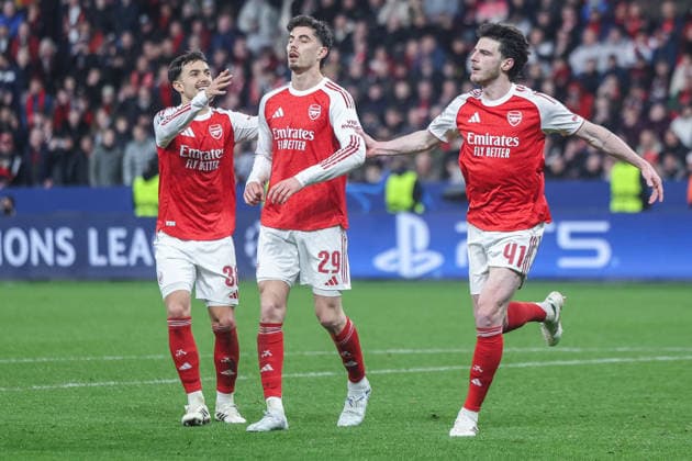 Soccer Champions League Round of 16 Bayer 04 Leverkusen FC Arsenal on 11 03 2026 at the BayArena in Leverkusen Goal celebration to 1 1 by Kai Havertz Arsenal xJRx