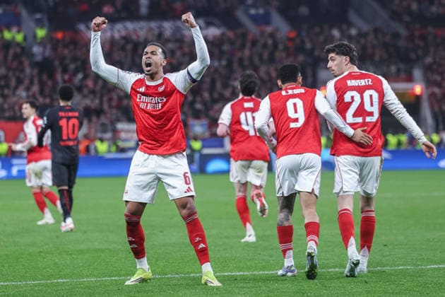 Soccer Champions League Round of 16 Bayer 04 Leverkusen FC Arsenal on 11 03 2026 at the BayArena in Leverkusen Goal celebration to 1 1 by Kai Havertz Arsenal xJRx