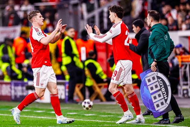 Viktor Gyokeres of Arsenal FC is substituted for Kai Havertz of Arsenal FC Bayer 04 Leverkusen v Arsenal FC, UEFA Champions League 2025 26 Round of 16 First Leg, Bayer 04 Leverkusen v Arsenal FC, BayArena, March 11, 2026, Leverkusen, Germany.