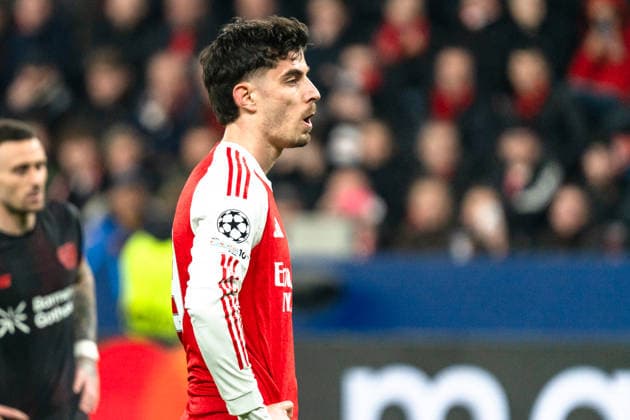UEFA Champions League 2025 2026 Bayer 04 Leverkusen vs Arsenal, Round of 16 First Round, Wednesday, 11 03 2026 BayArena Nordrhein Westfalen, Germany Goal for 1 1 by Kai Havertz Arsenal, 29 Copyright: xCelinaxLeiersx