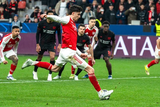 UEFA Champions League 2025 2026 Bayer 04 Leverkusen vs Arsenal, Round of 16 First Round, Wednesday, 11 03 2026 BayArena Nordrhein Westfalen, Germany Goal for 1 1 by Kai Havertz Arsenal, 29 Copyright: xCelinaxLeiersx
