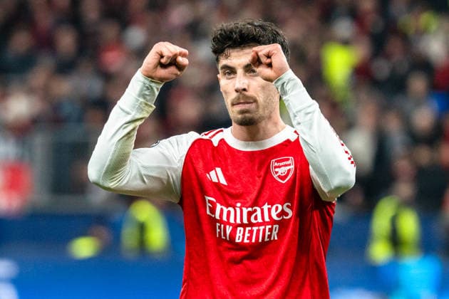 UEFA Champions League 2025 2026 Bayer 04 Leverkusen vs Arsenal, Round of 16 First Round, Wednesday, 11 03 2026 BayArena Nordrhein Westfalen, Germany Goal for 1 1 by Kai Havertz Arsenal, 29 Cheers Joy Emotions Goal celebration Copyright: xCelinaxLeiersx