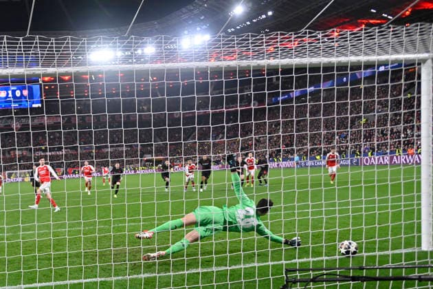 Kai Havertz FC 29 scores to make it 1 1 from the penalty spot 11 03 2026 ¢ Soccer ¢ Champions League, Bayer Leverkusen vs FC Arsenal, BayArena, Leverkusen, Copyright: xpepphotox xHorstxMauelshagenx pep00321, pep_20260311_hm_305648