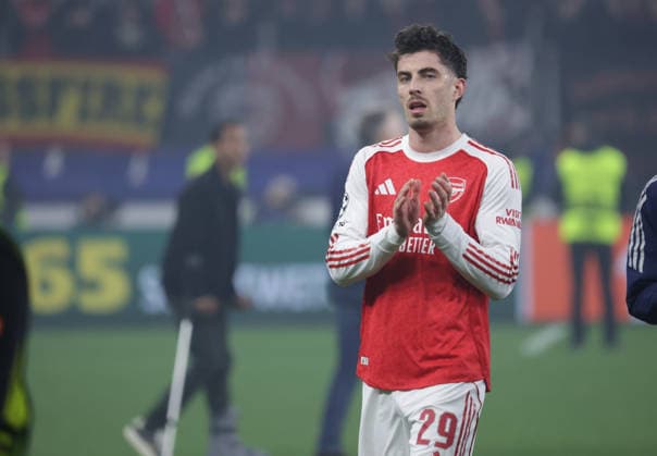 Kai Havertz Arsenal claps to the fans, UEFA Champions League, UCL, Round of 16, Bayer 04 Leverkusen vs Arsenal London, Bayarena Leverkusen, Germany, 11 03 2026