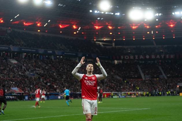 UEFA Champions League - Bayer 04 Leverkusen vs Arsenal 11 G. Martinelli of Arsenal during the UEFA Champions League match against Bayer 04 Leverkusen. (Photo by Taisei Iwamoto) Copyright: xTaiseixIwamotox