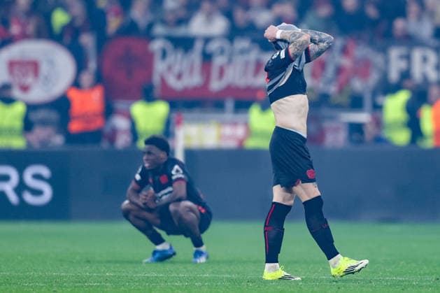 Soccer Champions League Round of 16 Bayer 04 Leverkusen FC Arsenal on 11 03 2026 at the BayArena in Leverkusen Aleix Garcia Leverkusen is annoyed after the match xJRx