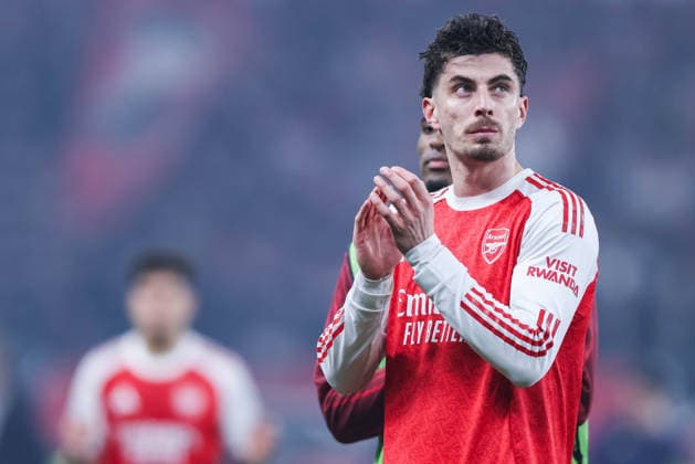 Soccer Champions League Round of 16 Bayer 04 Leverkusen FC Arsenal on 11 03 2026 at the BayArena in Leverkusen Kai Havertz Arsenal after the match xJRx