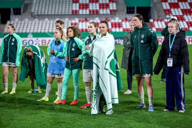 2026 03 11, Football, DFB Cup Women, SGS Essen SV Werder Bremen, Quarterfinals, Stadion an der Hafenstraße, Women, Season 2025 2026 Disappointed faces after the 0 1 defeat Maja Sternad Werder Bremen 11 DFB regulations prohibit any use of photographs as image sequences and or quasi video North Rhine-Westphalia Germany