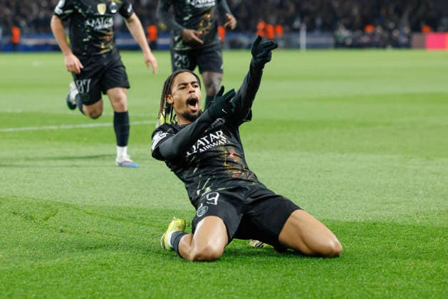 March 11, 2026, Paris, Paris, France: Bradley BARCOLA of Paris Saint Germain celebrating after scoring during the UEFA Champions League round of 16 match between Paris Saint Germain and Chelsea at Parc des Princes Stadium - on March 10 2026 Paris - France Soccer Champion s League 2026 Paris Saint Germain Vs Chelsea  - ZUMAb253 20260311_zsp_b253_005 Copyright: xLoicxBaratouxx
