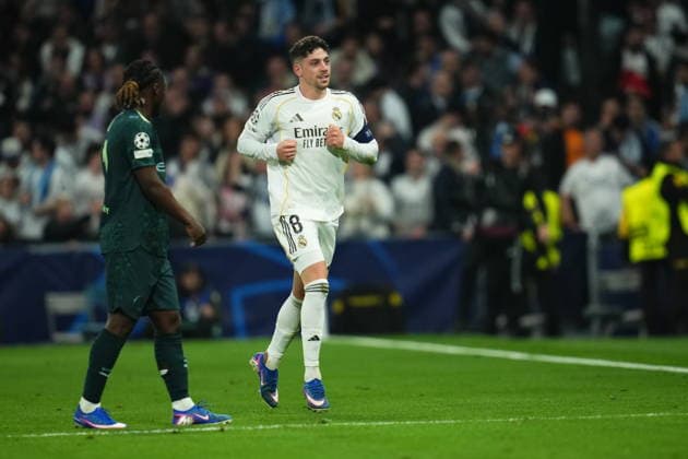 ESP: Real Madrid v Manchester City . UEFA Champions League match. Round of 16, first leg. Fede Valverde of Real Madrid celebrates the 1-0 during the UEFA Champions League match, Round of 16, first leg, between Real Madrid and Manchester City played at Santiago Bernabeu Stadium on March 11, 2026 in Madrid Spain. kpng Copyright: xBaguxBlancox xPRESSINPHOTOx PS_260311_RMA_MCI_018