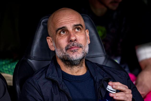 Real Madrid CF v Manchester City FC - UEFA Champions League 2025 26 Round of 16 First Leg Pep Guardiola, head coach of Manchester City, sits on the bench prior to the UEFA Champions League 2025 26 Round of 16 First Leg match between Real Madrid CF and Manchester City FC at Estadio Santiago Bernabeu on March 11, 2026 in Madrid, Spain. Madrid Estadio Santiago Bernabeu Madrid Spain Copyright: xAlbertoxGardinx AGardin_20260311_Foot_Champ_Atl_Mad_Man_City__0885