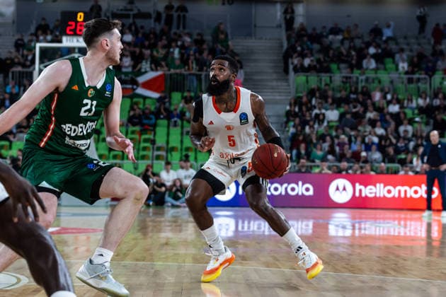 GER, BKT EuroCup, 2025 2026 season, round of 16, Cedevita Olimpija Ljubljana Niners Chemnitz 11 03 2026, Arena Stozice, Ljubljana, GER, BKT EuroCup, 2025 2026 season, round of 16, Cedevita Olimpija Ljubljana Niners Chemnitz Corey Davis Jr Niners Chemnitz, 5 Photo Alexander Trienitz Ljubljana Arena Stozice Slovenia