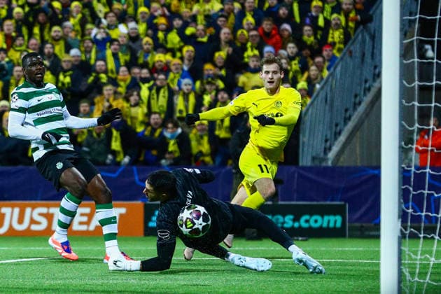 Football, Champions League 2025 2026 Bodo Glimt Sporting Lisbon Bodo 20260311 Bodo Glimts Ole Didrik Blomberg scores the 2 0 goal during the Champions League football match between Bodo Glimt and Sporting Lisbon at Aspmyra Stadium Photo Mats Torbergsen NTB Bodo Norway EDITORIAL USE ONLY RESTRICTED USE FOR BETTING COMPANIES  Copyright: xMatsxTorbergsenx xNTBx