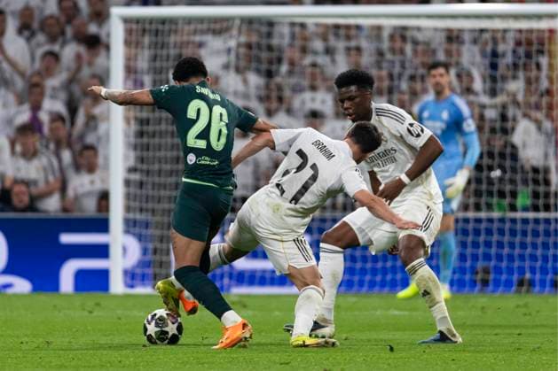 UEFA Champions League soccer match Real Madrid vs Manchester City at Santiago Bernabeu stadium in Madrid, Spain. 11 March 2026 Brahim Diaz and Tchouameni 900 Cordon Press  900 CordonxPress LOF - Champions League Real Madrid vs Manchester City