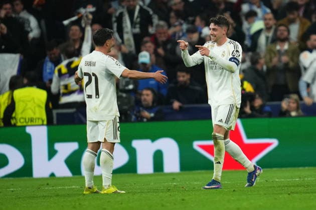 ESP: Real Madrid v Manchester City . UEFA Champions League match. Round of 16, first leg. Fede Valverde of Real Madrid after scores his hat trick during the UEFA Champions League match, Round of 16, first leg, between Real Madrid and Manchester City played at Santiago Bernabeu Stadium on March 11, 2026 in Madrid Spain. kpng Copyright: xBaguxBlancox xPRESSINPHOTOx PS_260311_RMA_MCI_047
