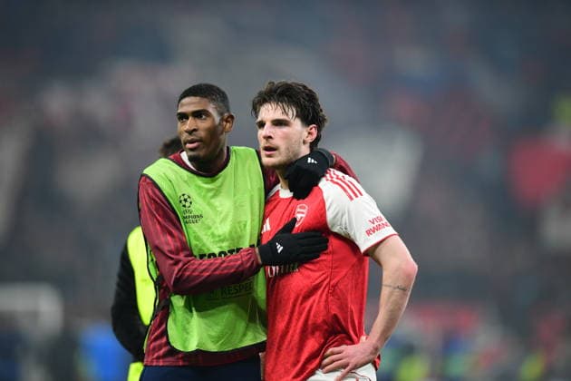 Leverkusen v Arsenal - UEFA Champions League LEVERKUSEN, GERMANY - MARCH 11: Players of Arsenal are seen after the UEFA Champions League match between Leverkusen and Arsenal at BayArena in Leverkusen, Germany on March 11, 2026. Hesham Elsherif Anadolu Leverkusen Germany. Editorial use only. Please get in touch for any other usage.  Copyright: x2026xAnadoluxHeshamxElsherifx